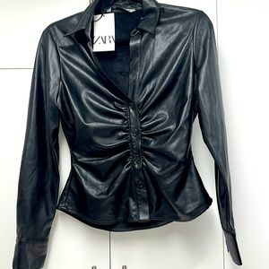 Zara faux leather shirt